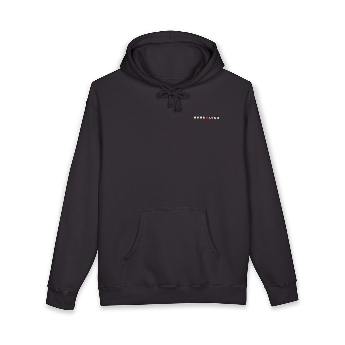 Night Wade heavyweight hoodie back print: boxy 4x4 wading water at night, Black