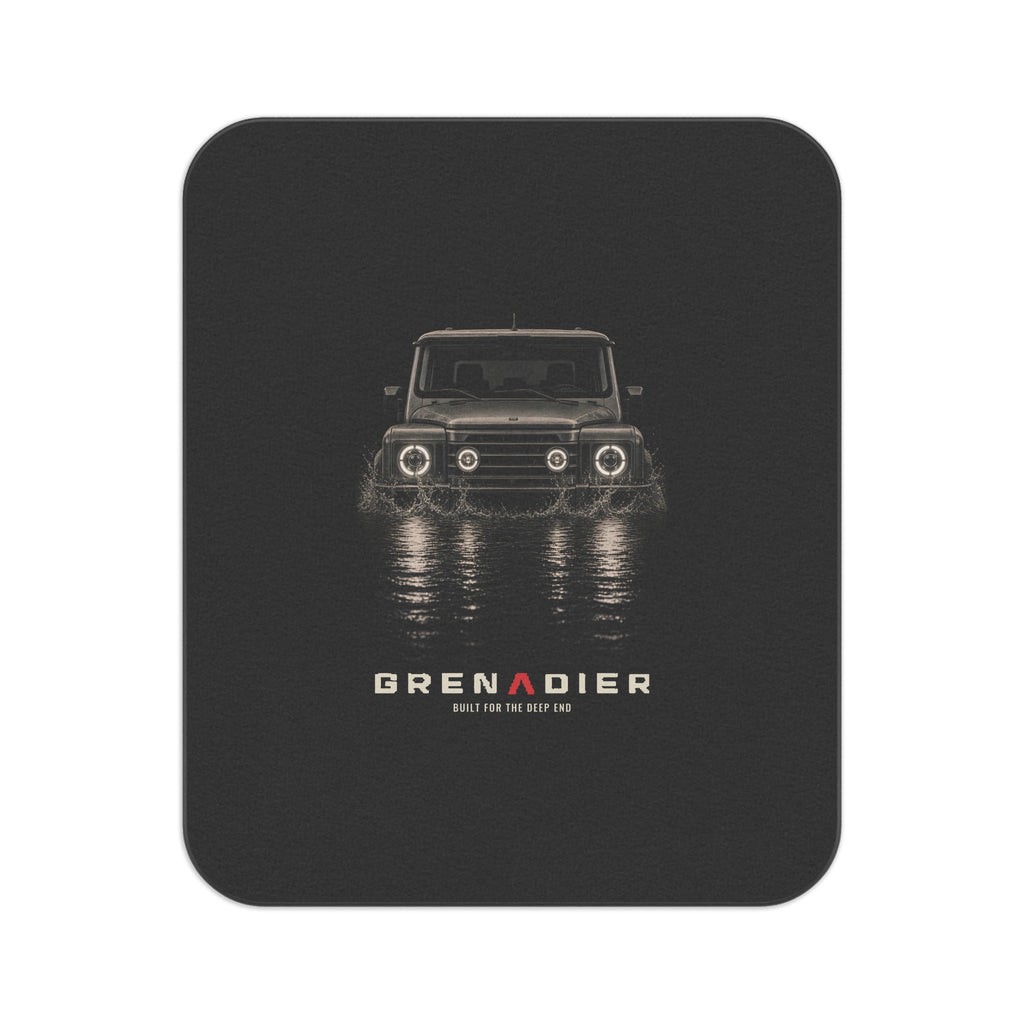 Night Wade picnic blanket: boxy 4x4 wading dark water at night with headlights on, BUILT FOR THE DEEP END lettering