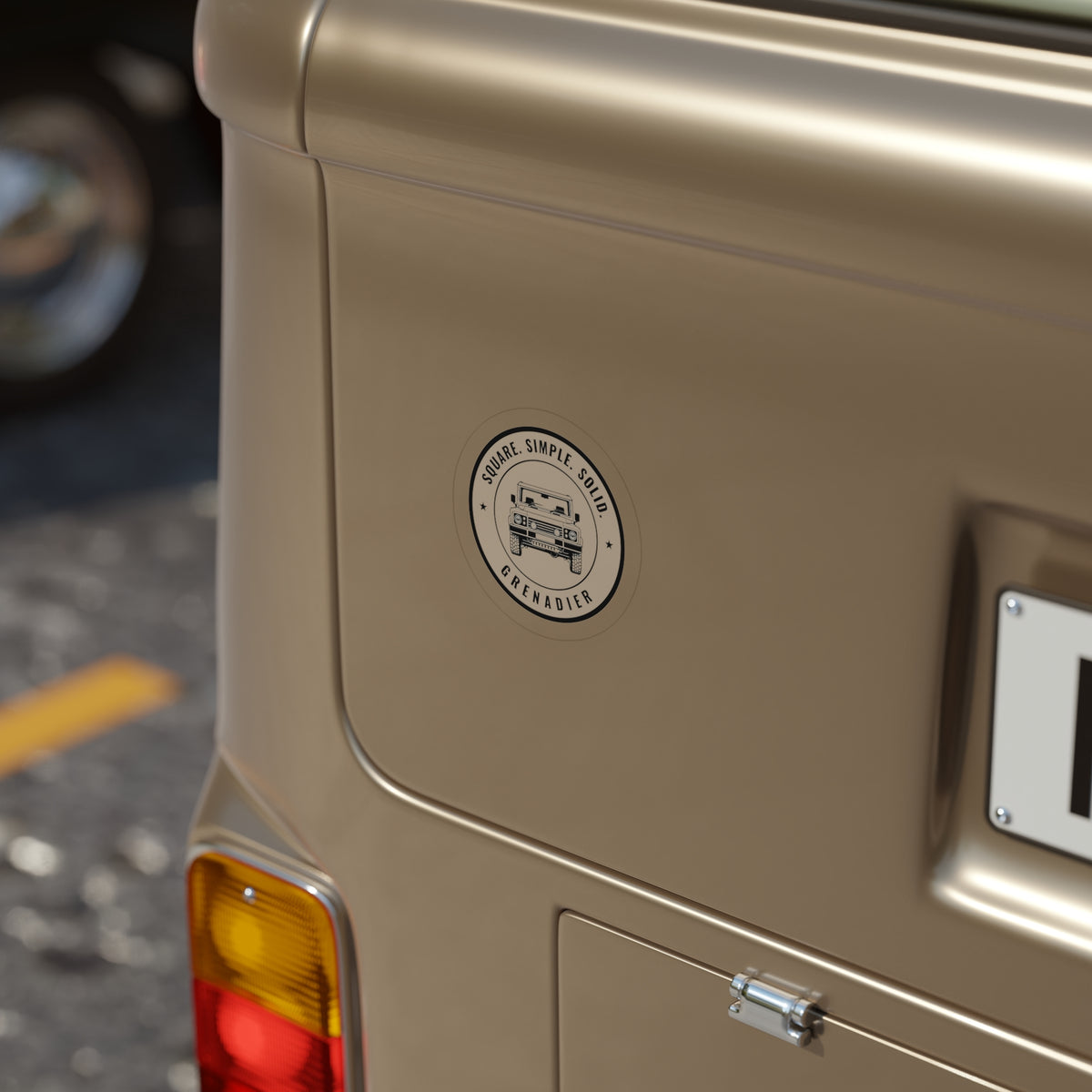 Die-cut sticker: GRENADIER with SQUARE. SIMPLE. SOLID. tagline – view 4