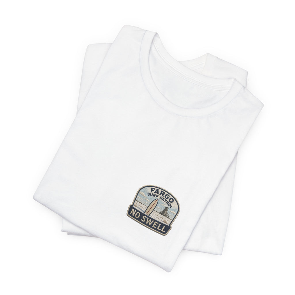Tee with left-chest Fargo Surf Patrol fake rescue patch – view 6
