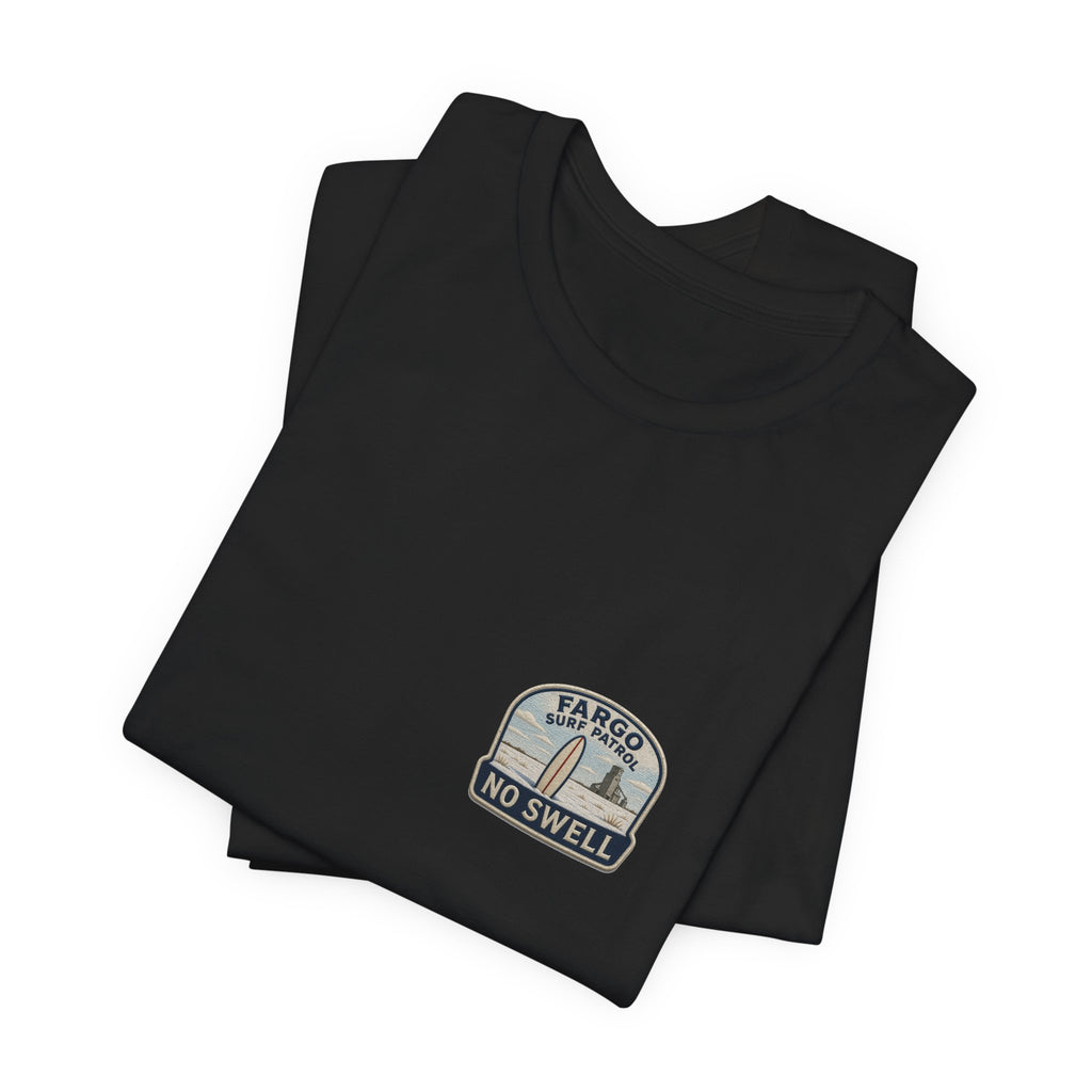 Tee with left-chest Fargo Surf Patrol fake rescue patch – view 9
