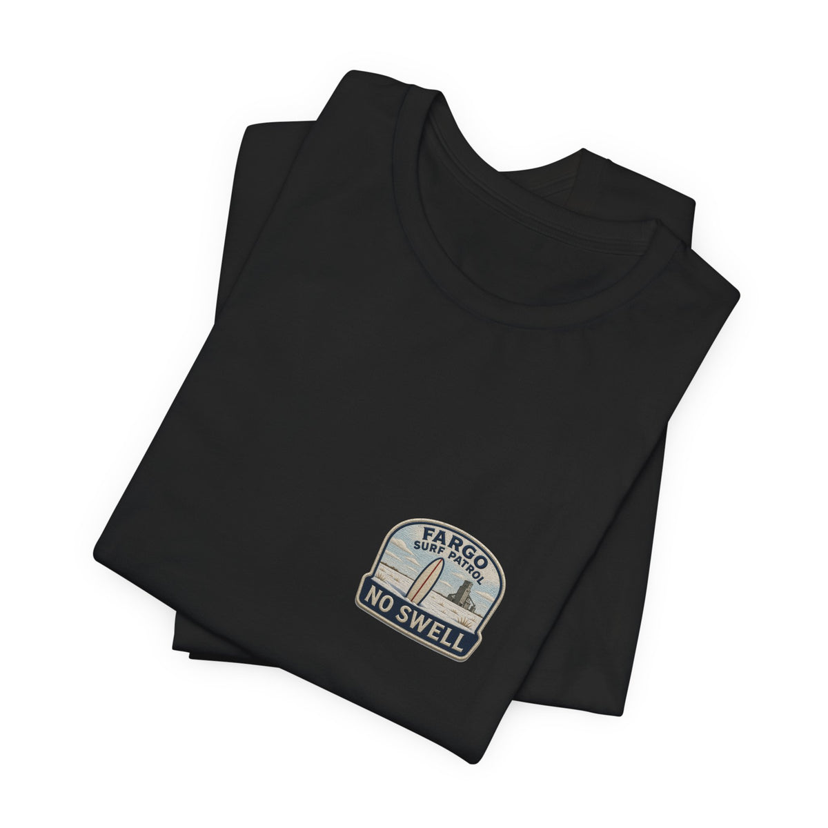 Tee with left-chest Fargo Surf Patrol fake rescue patch – view 9