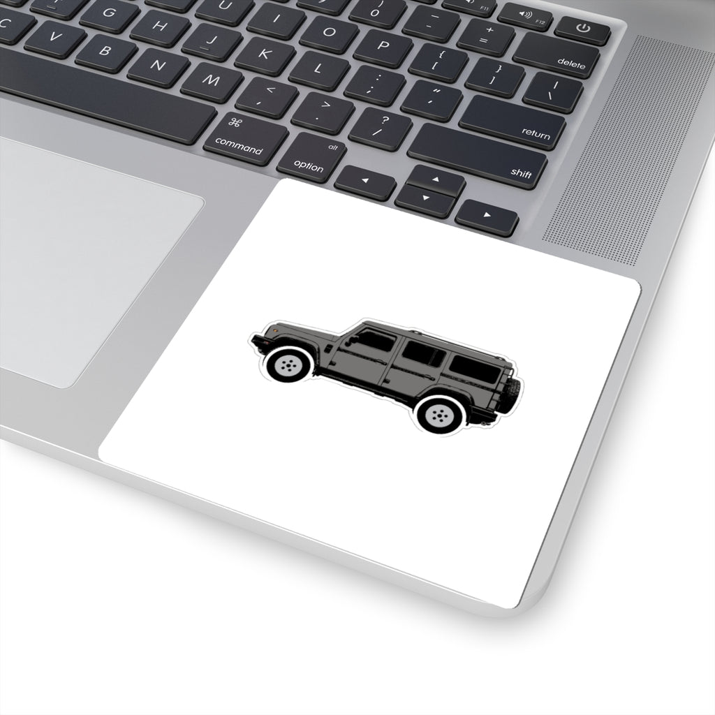 Kiss-cut sticker: Donny Grey boxy 4x4 side profile on a white field – view 5
