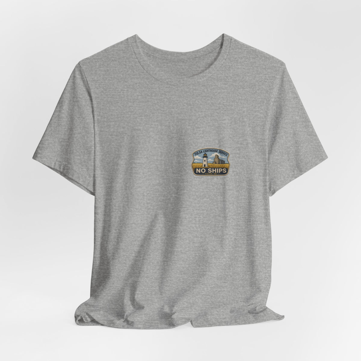 Tee with left-chest Tulsa Lighthouse Service fake rescue patch – view 13