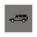 Kiss-cut sticker: Donny Grey boxy 4x4 side profile with an inky black roof