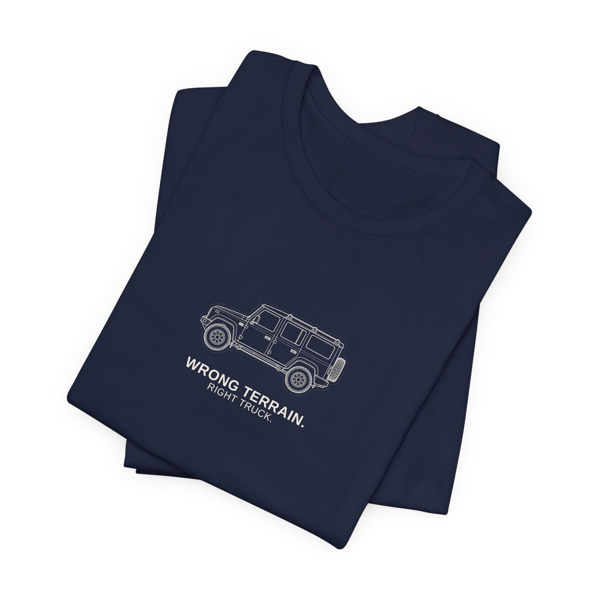 Tee with full-chest boxy 4x4 and WRONG TERRAIN. RIGHT TRUCK. lettering – view 15