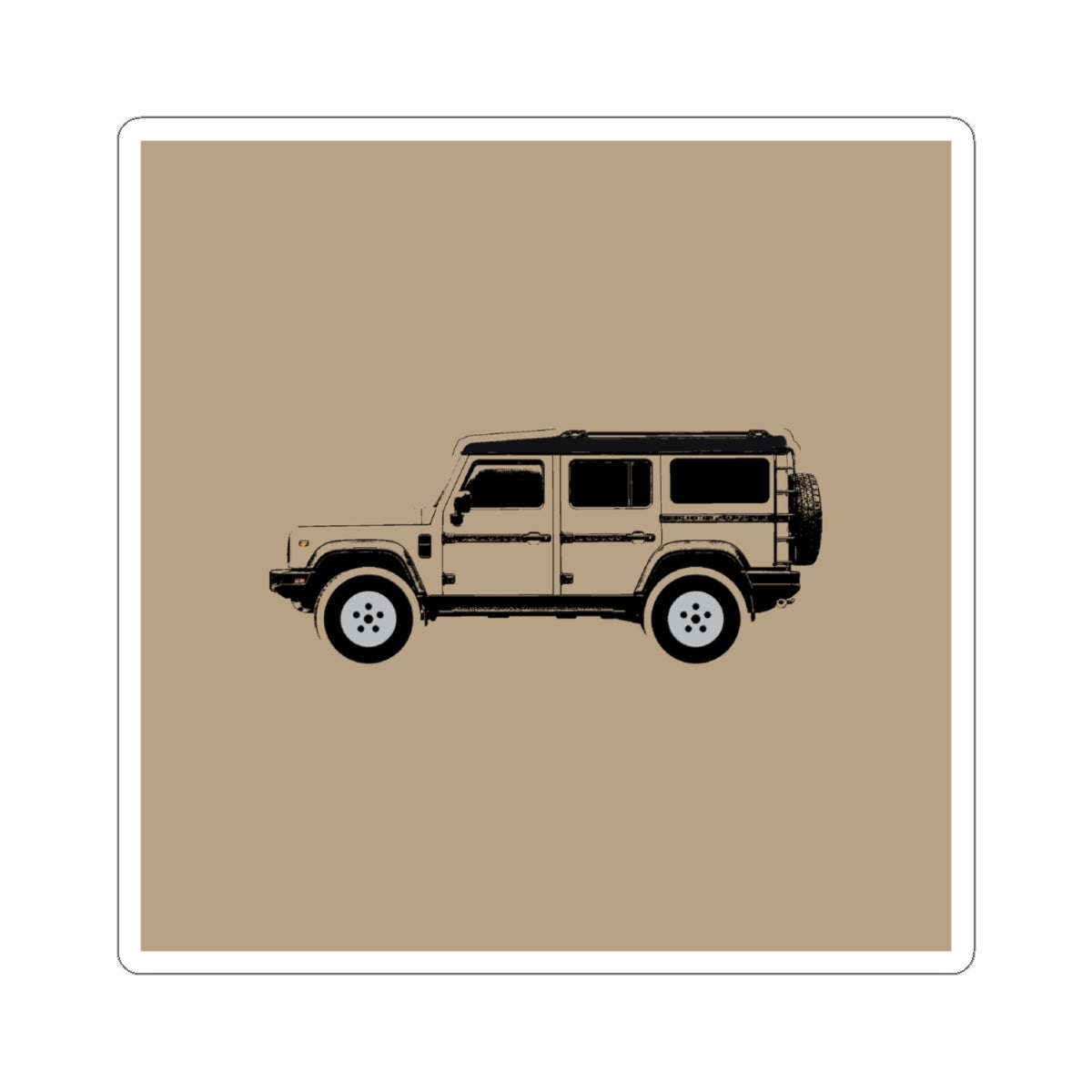 Kiss-cut sticker: Magic Mushroom boxy 4x4 side profile with an inky black roof