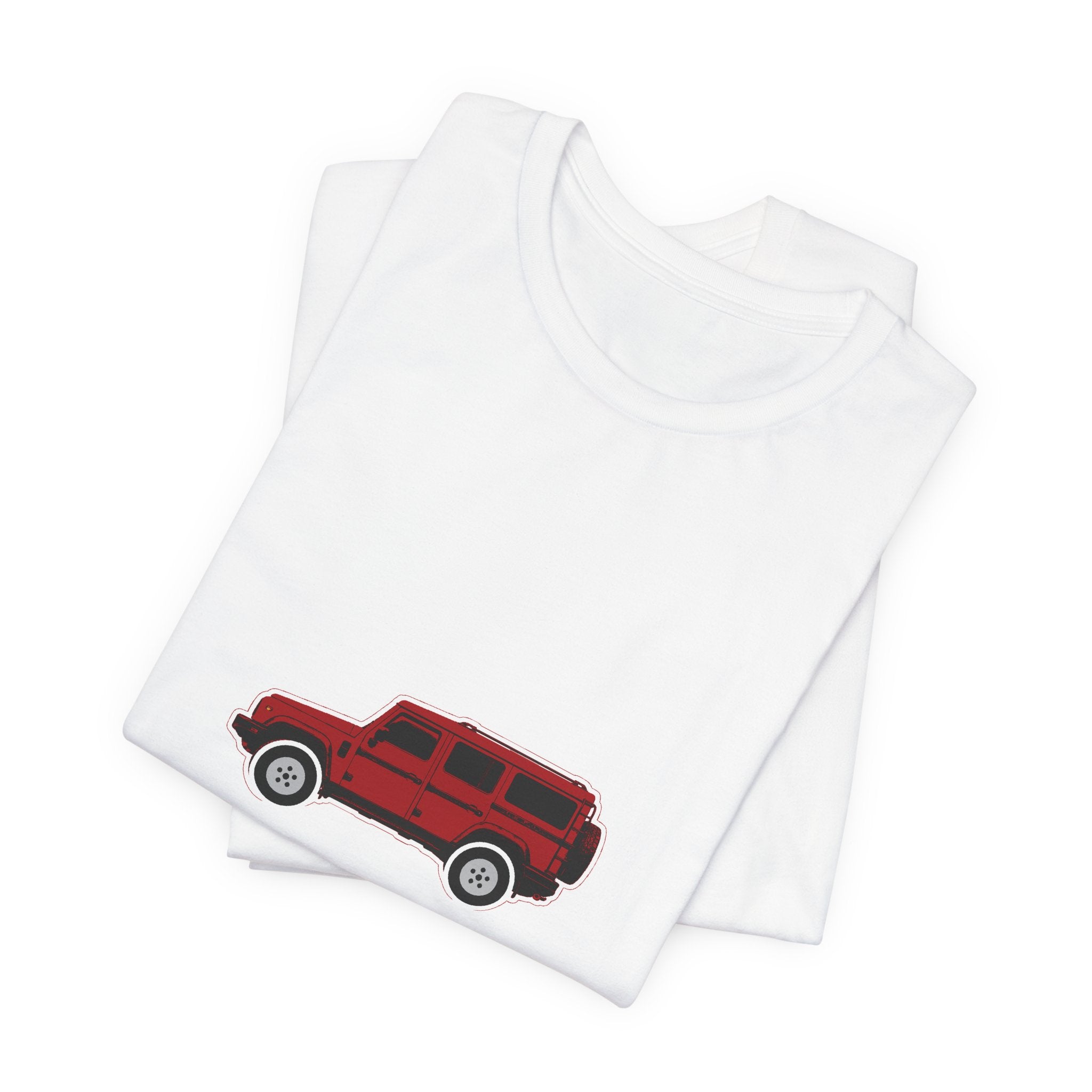 Boxy 4x4 Hambach Side Tee — Devil Red White Field — Axles first. Trim second.