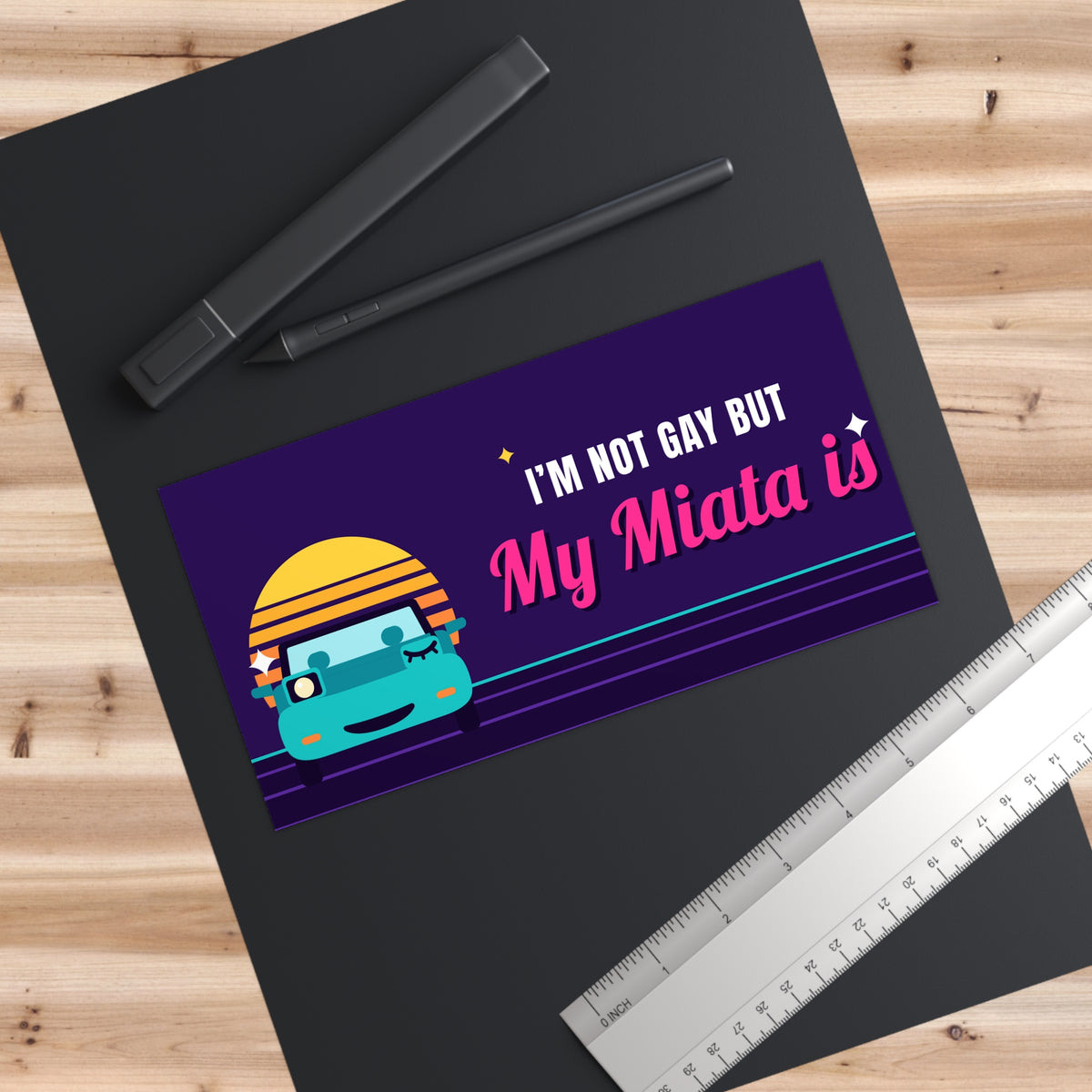 Retro 90s style funny roadster bumper sticker – view 3
