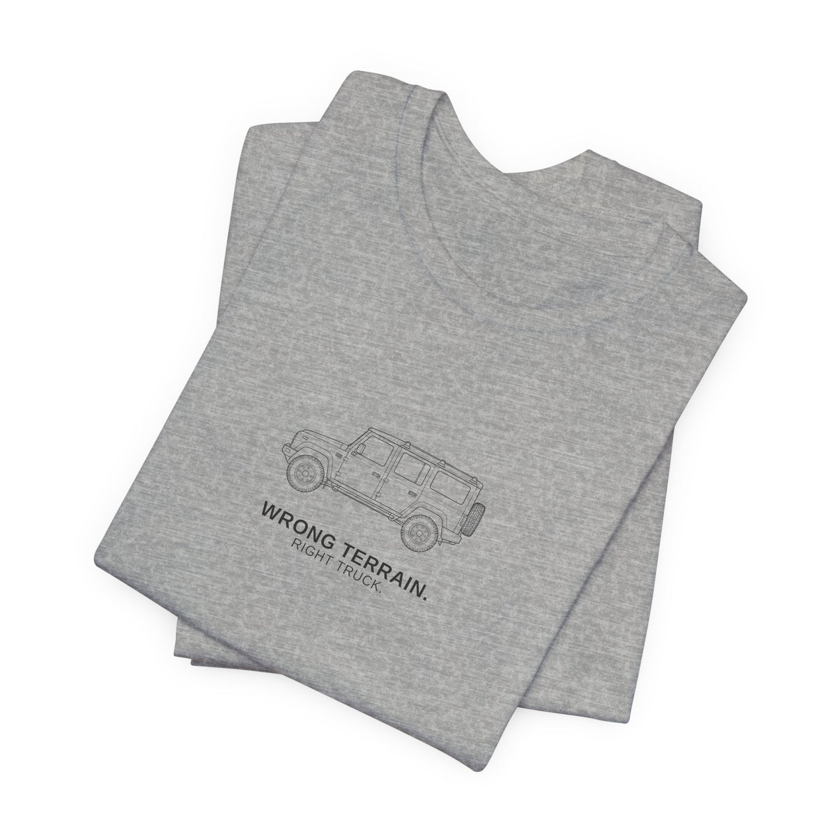 Tee with full-chest boxy 4x4 and WRONG TERRAIN. RIGHT TRUCK. lettering – view 12