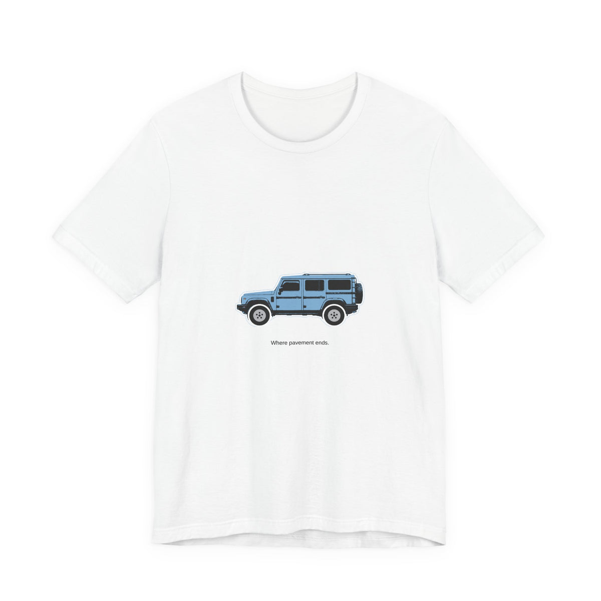 Boxy 4x4 Hambach Side Tee — Eldoret Blue White Field — Where pavement ends.