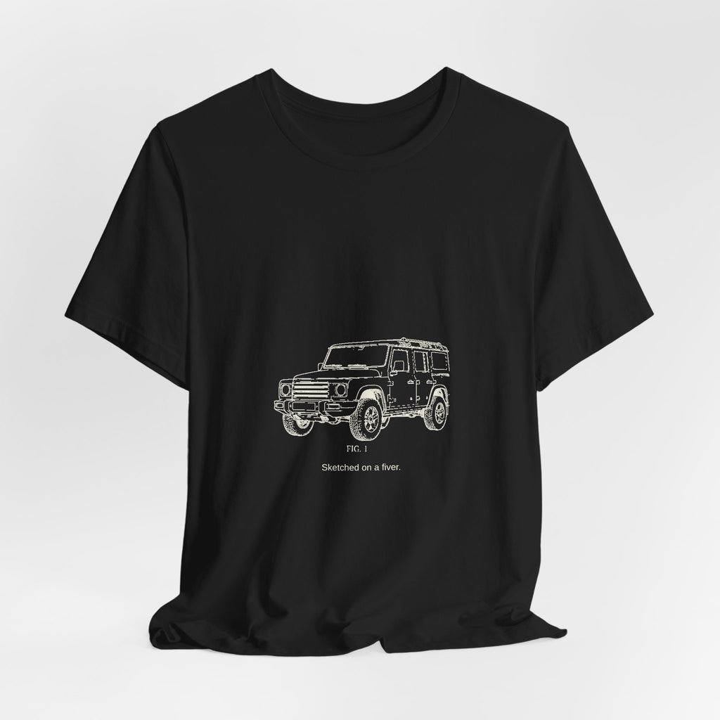 Boxy 4x4 Patent FIG. 1 Tee — Sketched on a fiver