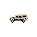 Kiss-cut sticker: Inky Black boxy 4x4 side profile with a white roof