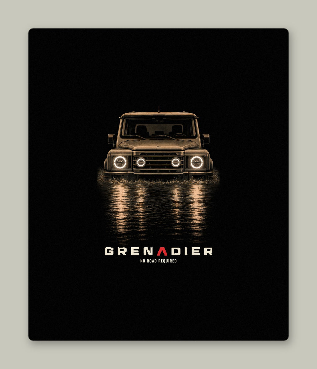 Night Wade sherpa blanket: boxy 4x4 wading black water at night, NO ROAD REQUIRED lettering – view 5